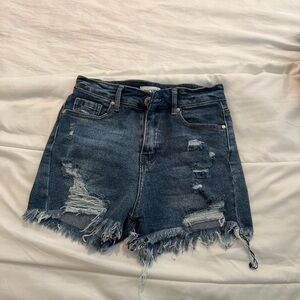 Distressed Blue Savvy Denim Shorts